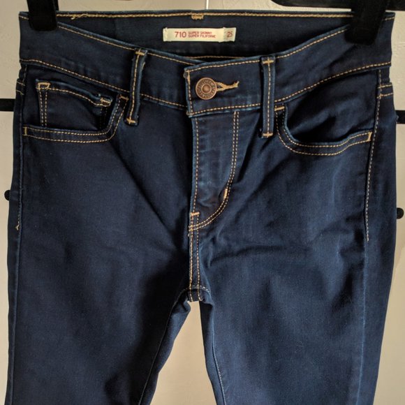 LEVI'S 710 Super Skinny Mid-rise Jeans 25 - Picture 3 of 8